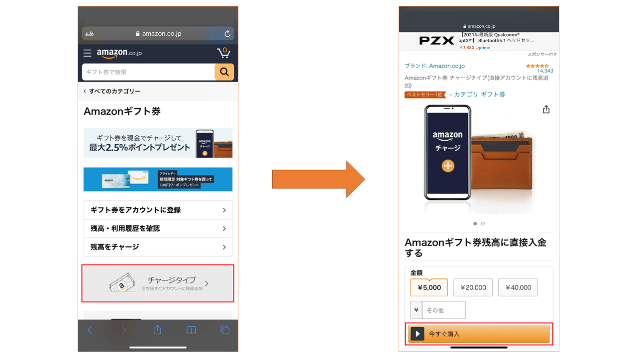 Amazonギフト券チャージタイプ 購入手続き1