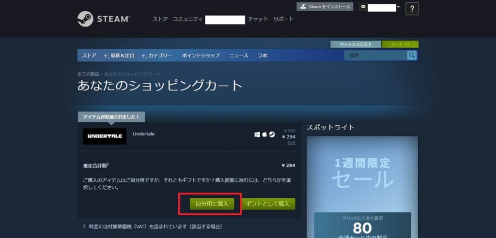 Steam 購入手順