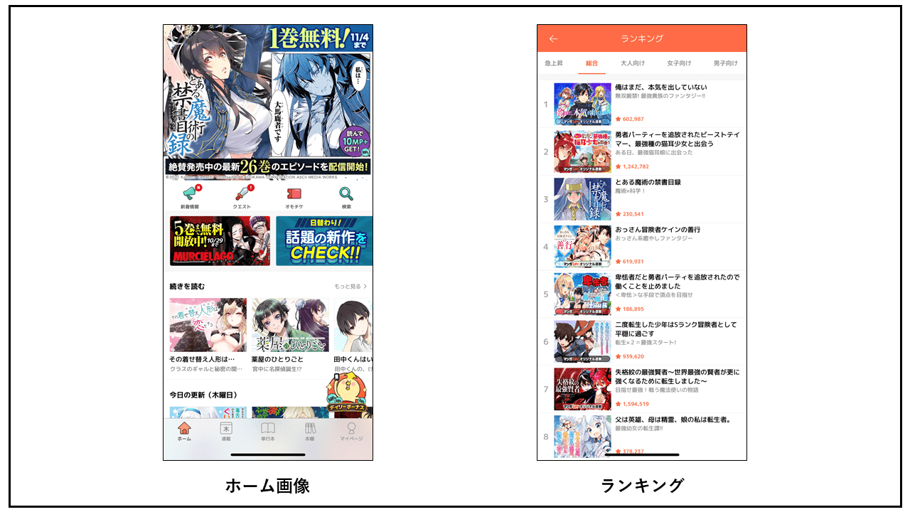 マンガUP! 漫画アプリ画面