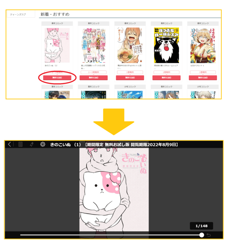 DMMブックス無料漫画を読む場合