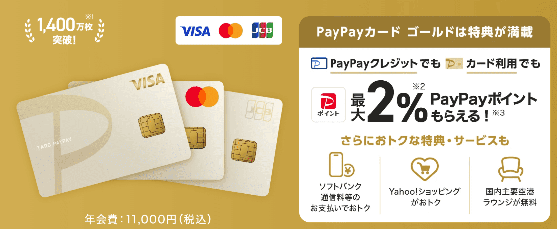 【無料】PayPayカードゴールド発行でLYPプレミアムが無料に