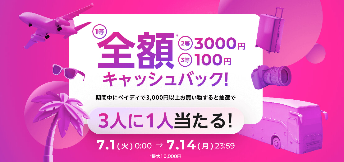 Paidy払いで抽選で3人に1人キャッシュバックが当たる