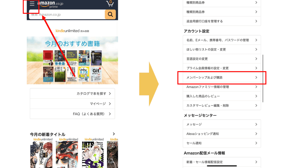 Kindle Unlimited 解約手順