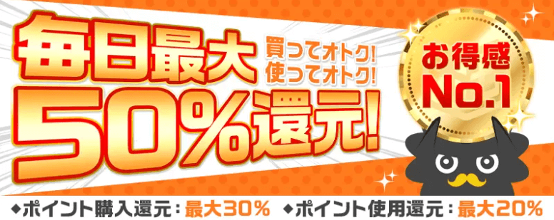 まんが王国の毎日最大50%還元キャンペーン
