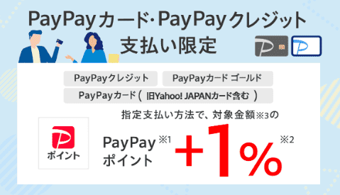PayPayカード・PayPayクレジットなら+1％